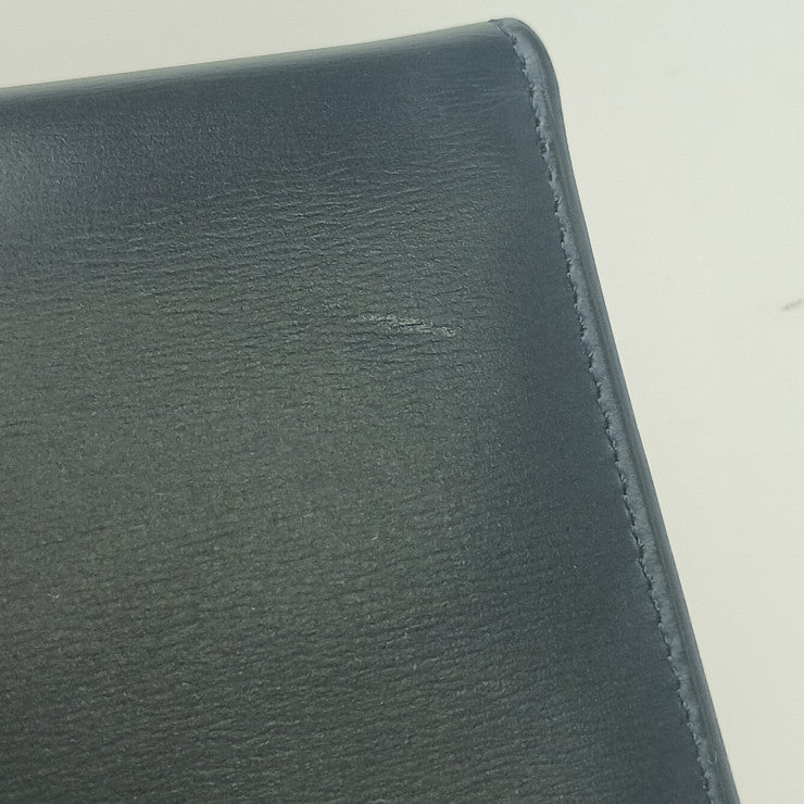 超美品 Cartier カルティエ 二つ折り財布 サファイアライン L3000154 ネイビー ゴールド金具 カーフレザー ユニセックス