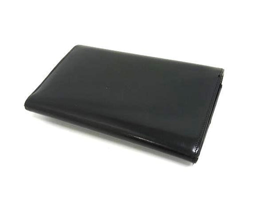 Cartier カルティエ 長財布 パンテール - ブラック パテントレザー レディース 三つ折り シルバー金具