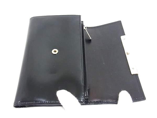 Cartier カルティエ 長財布 パンテール - ブラック パテントレザー レディース 三つ折り シルバー金具