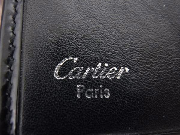 Cartier カルティエ 長財布 パンテール - ブラック パテントレザー レディース 三つ折り シルバー金具