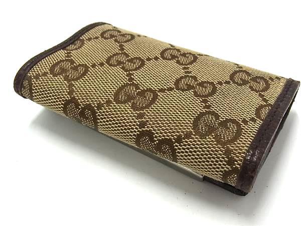 GUCCI グッチ キーケース GGキャンバス 127048 ベージュ ブラウン キャンバス×レザー ユニセックス GG柄 6連 シルバー金具