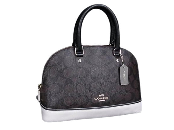 COACH コーチ ハンドバッグ ミニ シエラ サッチェル F57493 ブラウン ブラック アイボリー系 PVC×レザー レディース シグネチャー ゴールド金具