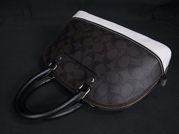 COACH コーチ ハンドバッグ ミニ シエラ サッチェル F57493 ブラウン ブラック アイボリー系 PVC×レザー レディース シグネチャー ゴールド金具