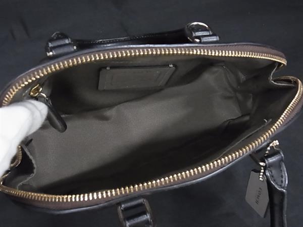 COACH コーチ ハンドバッグ ミニ シエラ サッチェル F57493 ブラウン ブラック アイボリー系 PVC×レザー レディース シグネチャー ゴールド金具