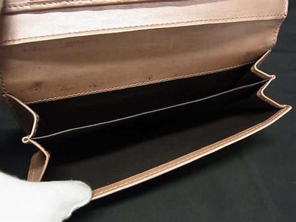 GUCCI グッチ 長財布 マイクログッチシマ 282411 ピンクベージュ系 パテントレザー レディース Wホック 二つ折り ゴールド金具