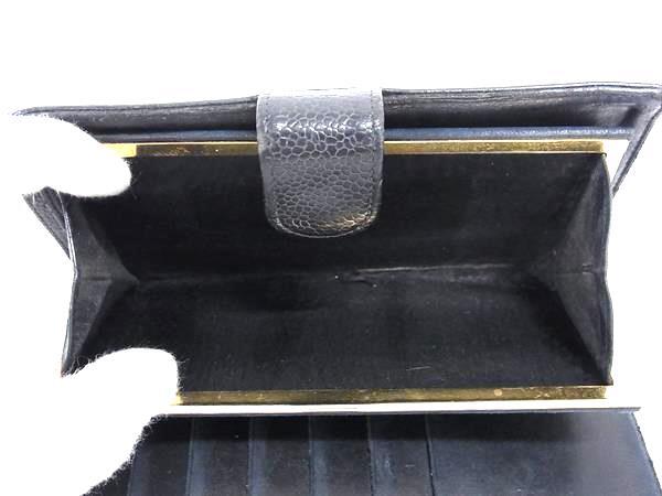 CHANEL シャネル 長財布 ココマーク A13498 ブラック キャビアスキン レディース 二つ折り がま口 ゴールド金具