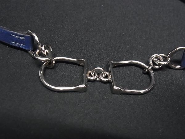 美品 HERMES エルメス チョーカー エトリエ ドゥブルトゥール - ブルー系 ヴォースイフト レディース シルバー金具 2連 ブレスレット