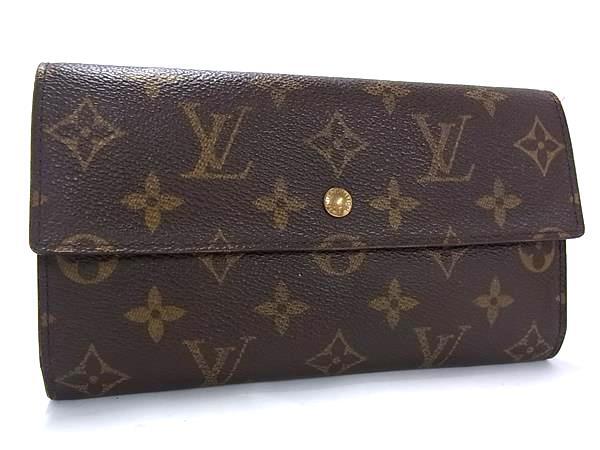 美品 LOUIS VUITTON ルイヴィトン 長財布 モノグラム ポルトトレゾール インターナショナル M61215 ブラウン PVC レザー レディース 三つ折り