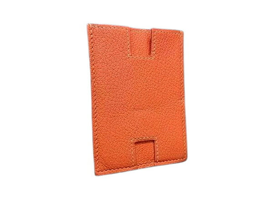 美品 HERMES エルメス カードケース ロドリング - オレンジ系 シェーブル ユニセックス