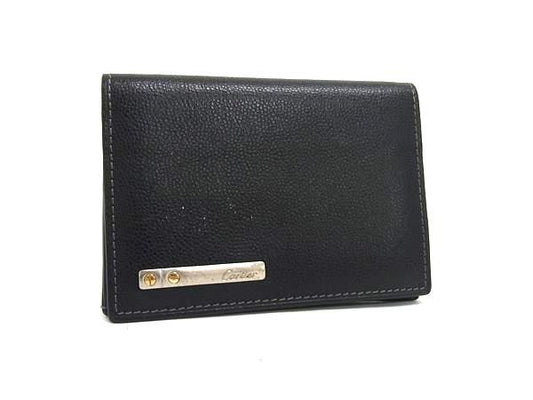 美品 Cartier カルティエ カードケース サントス - ブラック レザー メンズ シルバー金具