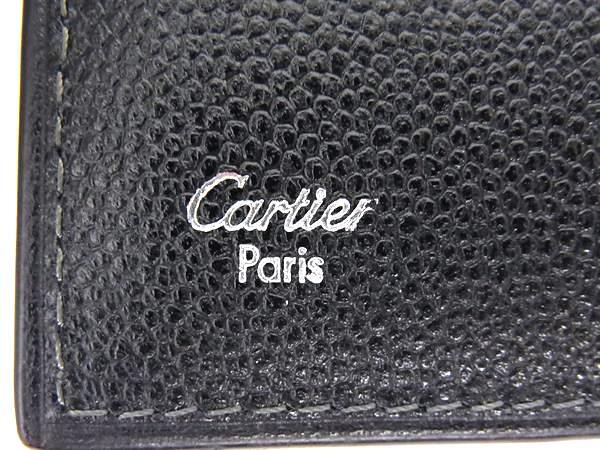 美品 Cartier カルティエ カードケース サントス - ブラック レザー メンズ シルバー金具