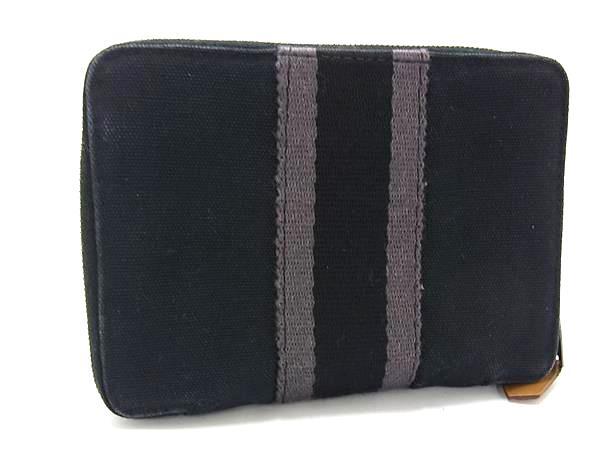 HERMES エルメス 財布 フールトゥ パースPM - ネイビー系 キャンバス ユニセックス 二つ折り財布 ラウンドファスナー シルバー金具