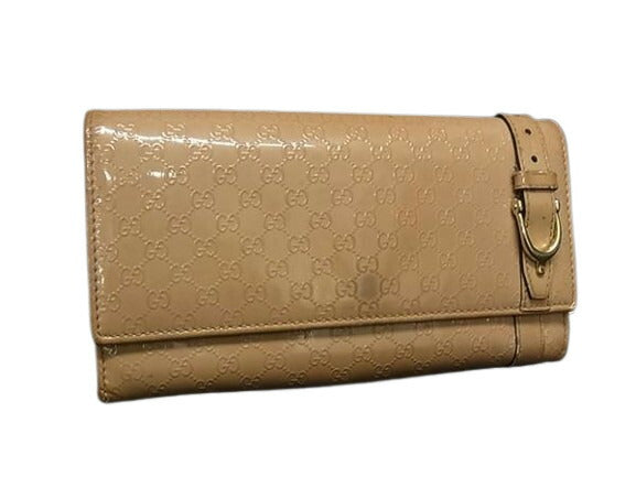 GUCCI グッチ 長財布 ニース マイクロ グッチシマ 309760 ベージュ系 パテントレザー レディース 二つ折り