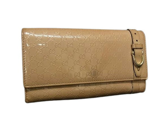 GUCCI グッチ 長財布 ニース マイクロ グッチシマ 309760 ベージュ系 パテントレザー レディース 二つ折り