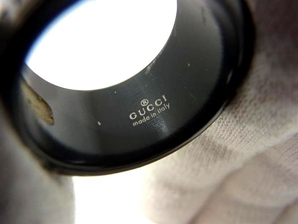 GUCCI グッチ 指輪 アイコンリング ワイド ブラック系 シンセティックコランダム K18WG ユニセックス