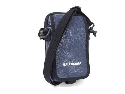 BALENCIAGA バレンシアガ ショルダーバッグ ポシェット エクスプローラー 593329 ネイビー ブラック レザー メンズ