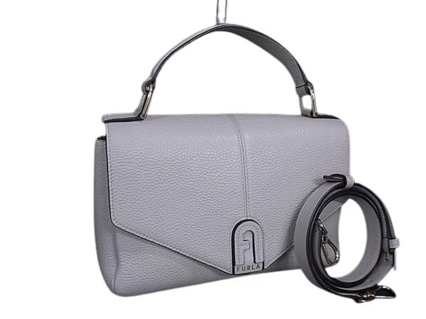 FURLA フルラ ハンドバッグ ダフネ グレージュ レザー レディース 2WAY ゴールド金具 超美品