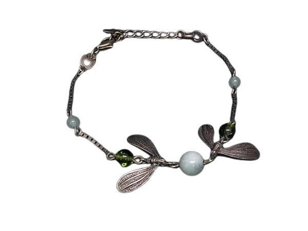 ChristianDior クリスチャンディオール ブレスレット ブロンズ系×グリーン系 メタル レディース ヤドリギモチーフ 美品