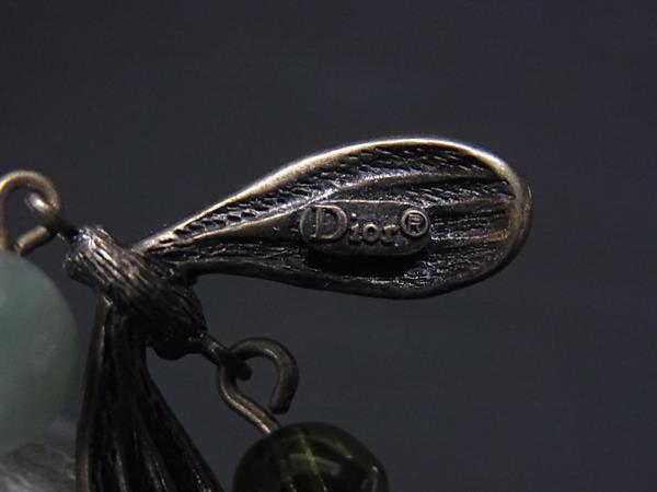 ChristianDior クリスチャンディオール ブレスレット ブロンズ系×グリーン系 メタル レディース ヤドリギモチーフ 美品