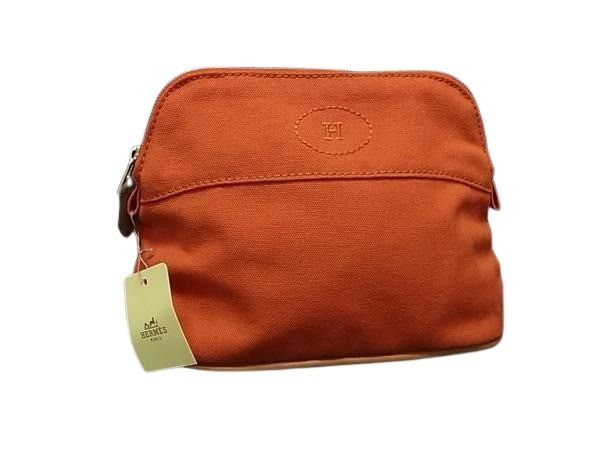 HERMES エルメス ポーチ ボリードポーチミニ 101629M オレンジ系 コットン レディース シルバー金具 新品未使用展示品