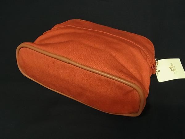 HERMES エルメス ポーチ ボリードポーチミニ 101629M オレンジ系 コットン レディース シルバー金具 新品未使用展示品