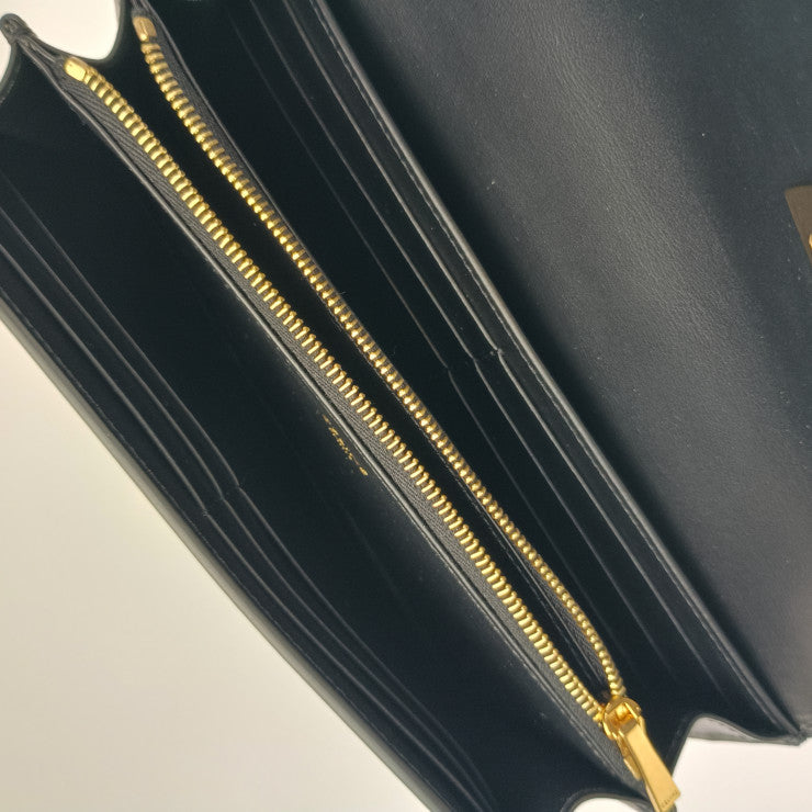 新古未使用展示品 CELINE セリーヌ ラージウォレット 16 セーズ 長財布 10M033CQ7.38NO ブラック カーフスキン レディース ゴールド金具 ターンロック