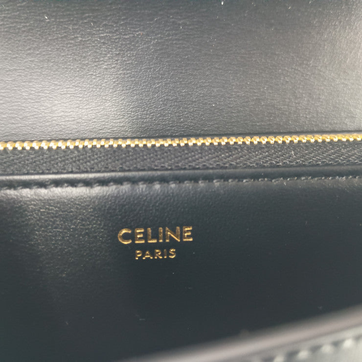 新古未使用展示品 CELINE セリーヌ ラージウォレット 16 セーズ 長財布 10M033CQ7.38NO ブラック カーフスキン レディース ゴールド金具 ターンロック