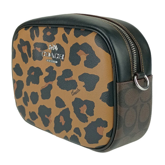 新品未使用展示品 COACH コーチ ショルダーバッグ ジェイミー カメラ バッグ シグネチャー キャンバス ウィズ レオパード プリント CC759 LIGHT SADDLE MULTI ブラウン系 PVC レザー レディース クロスボディバッグ
