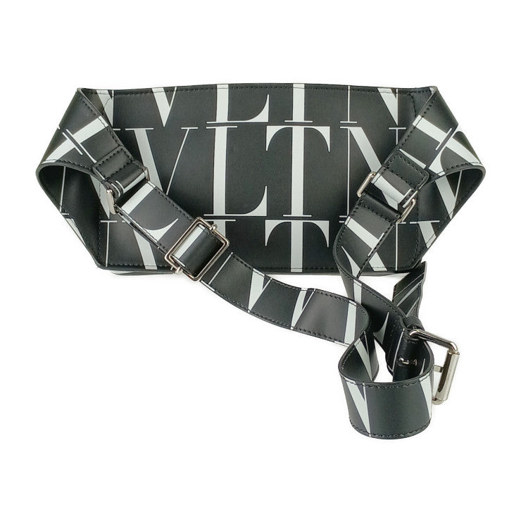 美品 VALENTINO GARAVANI ヴァレンティノ ガラヴァーニ ウエストバッグ VLTN ボディバッグ VY2B0719 GTC 0NI ブラック ホワイト レザー メンズ ショルダーバッグ