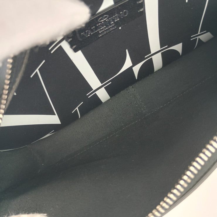美品 VALENTINO GARAVANI ヴァレンティノ ガラヴァーニ ウエストバッグ VLTN ボディバッグ VY2B0719 GTC 0NI ブラック ホワイト レザー メンズ ショルダーバッグ