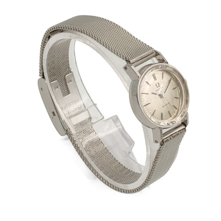 OMEGA DE VILLE watch 531.007 silver stainless steel ladies three-hand hand-wound cut glass vintage 1960s