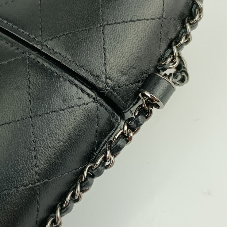 CHANEL シャネル ショルダーバッグ チェーン フォン ホルダー A94471 ブラック シルバー金具 ラムスキン レディース フォンケース ポシェット ココマーク マトラッセ