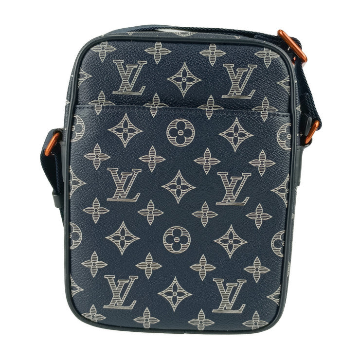超美品 LOUIS VUITTON ルイ ヴィトン ショルダーバッグ ダヌーブPM アップサイドダウン M43678 ネイビー系 モノグラム・インク キャンバス レザー メンズ ポシェット