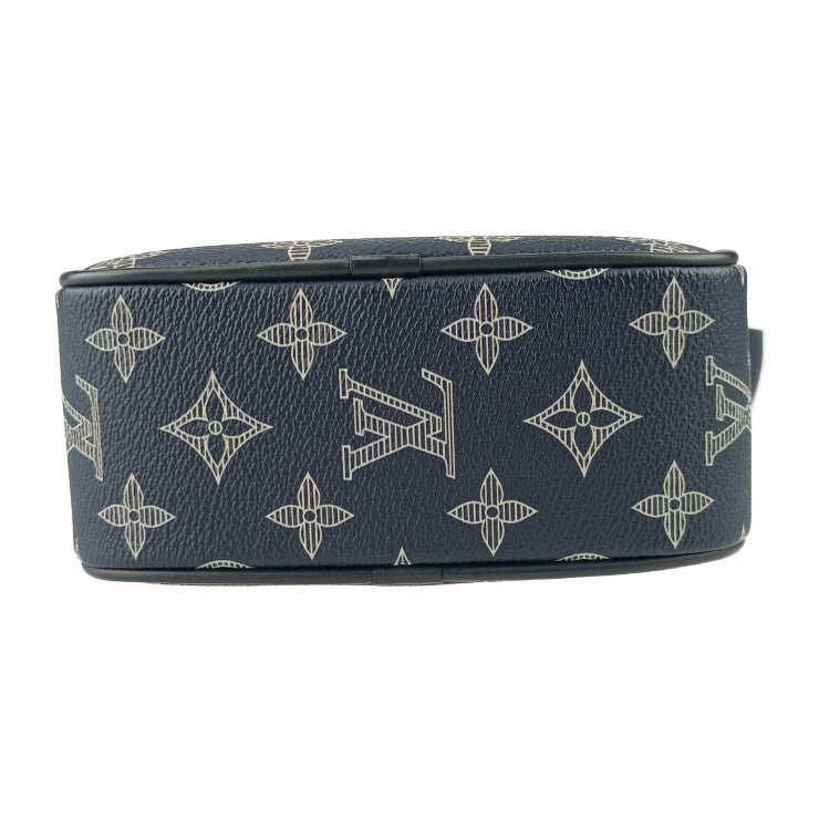 超美品 LOUIS VUITTON ルイ ヴィトン ショルダーバッグ ダヌーブPM アップサイドダウン M43678 ネイビー系 モノグラム・インク キャンバス レザー メンズ ポシェット