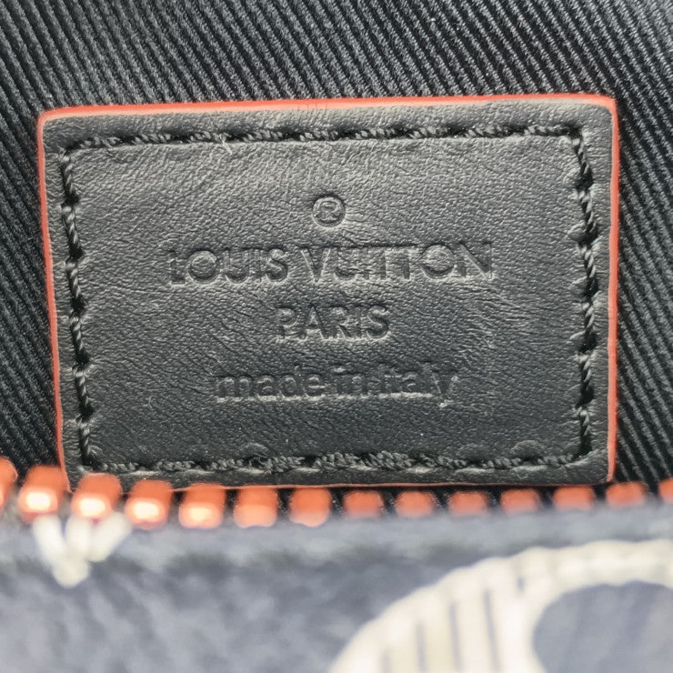 超美品 LOUIS VUITTON ルイ ヴィトン ショルダーバッグ ダヌーブPM アップサイドダウン M43678 ネイビー系 モノグラム・インク キャンバス レザー メンズ ポシェット