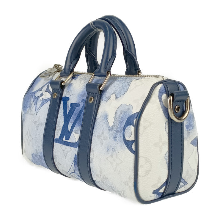 超美品 LOUIS VUITTON ルイ ヴィトン ハンドバッグ ウォーターカラー モノグラム キーポルXS M45761 ブルー系 ホワイト系 シルバー金具 PVC レザー レディース 2WAY ショルダーバッグ