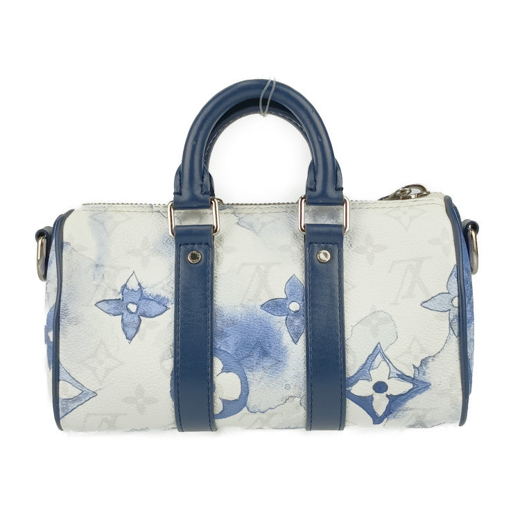 超美品 LOUIS VUITTON ルイ ヴィトン ハンドバッグ ウォーターカラー モノグラム キーポルXS M45761 ブルー系 ホワイト系 シルバー金具 PVC レザー レディース 2WAY ショルダーバッグ