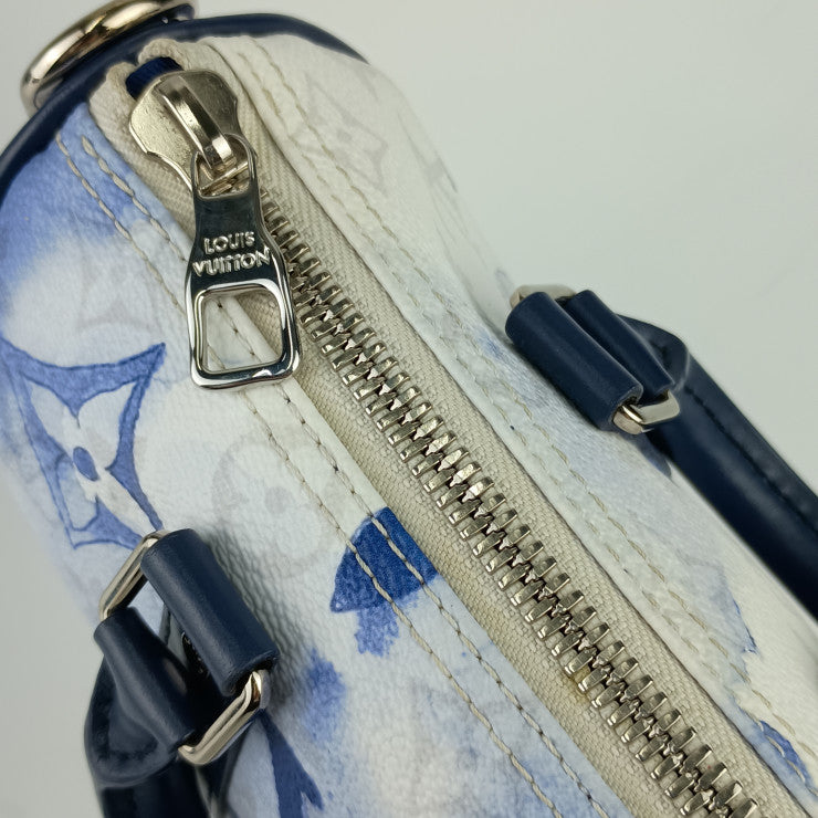 超美品 LOUIS VUITTON ルイ ヴィトン ハンドバッグ ウォーターカラー モノグラム キーポルXS M45761 ブルー系 ホワイト系 シルバー金具 PVC レザー レディース 2WAY ショルダーバッグ