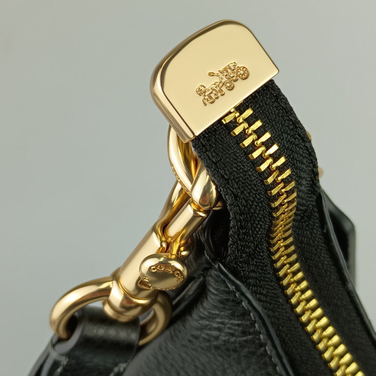 超美品 COACH コーチ ハンドバッグ Teri Hobo テリ ホーボー CJ517 ブラック ゴールド金具 レザー レディース 2WAY ショルダーバッグ