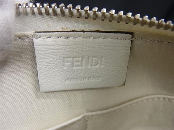 超美品 FENDI フェンディ セカンドバッグ バグズアイ クラッチバッグ モンスター バッグバグズ 8M0370 5RR ホワイト レザー パイソン ユニセックス ポーチ シルバー金具 L字ファスナー