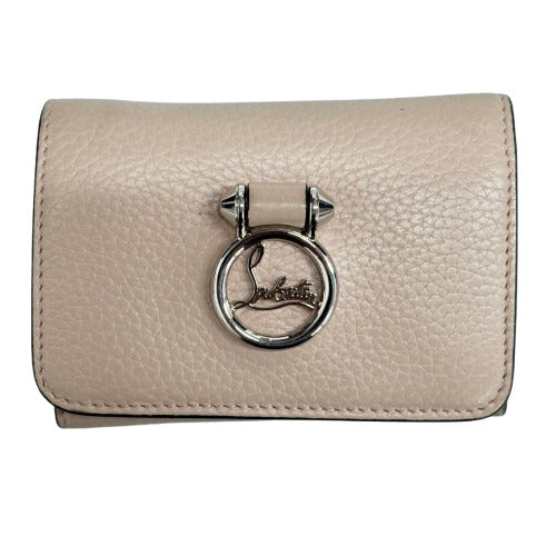 Christian Louboutin クリスチャンルブタン 三つ折り財布 ルビルゥ・コンパクトウォレット - ベージュ系 レザー レディース シルバー金具