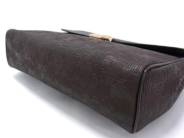 美品 dunhill ダンヒル クラッチバッグ D-EIGHT ディーエイト - ダークブラウン PVC レザー メンズ セカンドバッグ ゴールド金具