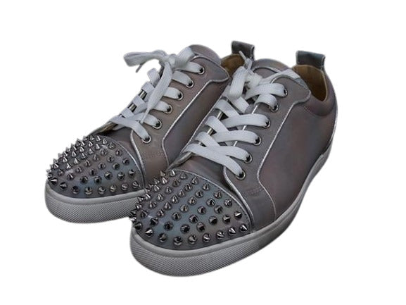 Christian Louboutin クリスチャンルブタン スニーカー ルイス ジュニア スパイク オルラト - グレー系 マルチカラー ナイロン系 ラバー レザー メンズ ローカット スパイクスタッズ 参考サイズ27cm