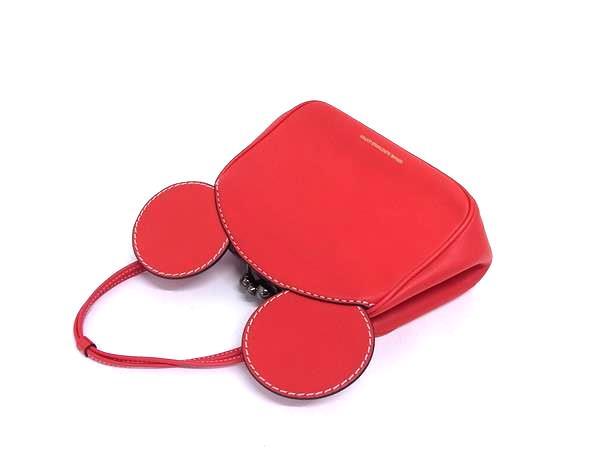 美品 COACH コーチ ハンドバッグ ディズニー コラボ がま口型 2WAYバッグ 37980 レッド レザー レディース ショルダーバッグ