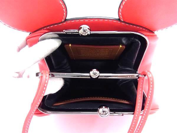 美品 COACH コーチ ハンドバッグ ディズニー コラボ がま口型 2WAYバッグ 37980 レッド レザー レディース ショルダーバッグ