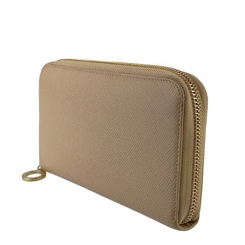 BVLGARI ブルガリ 長財布 ブルガリ・ブルガリ ジップウォレット 283756 ベージュ系 グレインカーフレザー レディース ゴールド金具