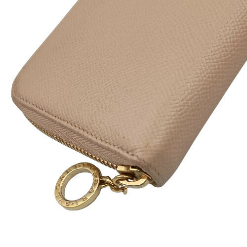BVLGARI ブルガリ 長財布 ブルガリ・ブルガリ ジップウォレット 283756 ベージュ系 グレインカーフレザー レディース ゴールド金具