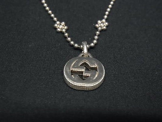 GUCCI グッチ ネックレス インターロッキングG 479221 シルバー Ag925 レディース フラワー型ボールチェーン