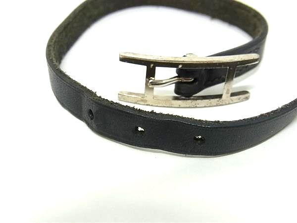 HERMES エルメス ブレスレット アピ3 - ブラック レザー ユニセックス シルバー金具