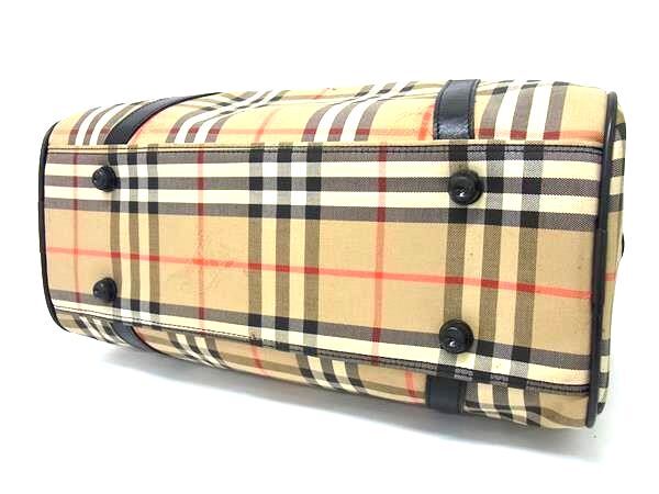 Burberrys バーバリーズ ハンドバッグ ノバチェック ミニ ボストンバッグ - ベージュ系 ブラック キャンバス レザー レディース